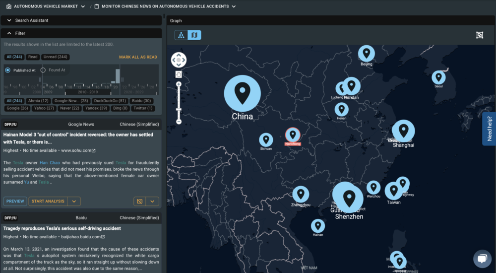 Autonomous vehicle accidents in China.